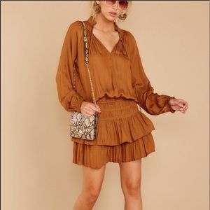 Mustard Seed Caramel long sleeve silk dress!